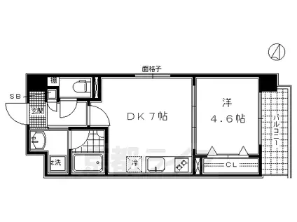 近鉄京都線 十条駅(近鉄) 徒歩7分 6階建 築11年(1DK/3階)の間取り写真