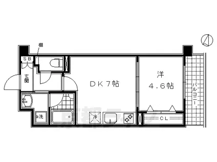 近鉄京都線 十条駅(近鉄) 徒歩7分 6階建 築11年(1DK/5階)の間取り写真