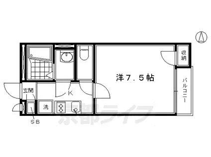 京阪電気鉄道京阪線 東福寺駅 徒歩9分 2階建 築11年(1K/1階)の間取り写真