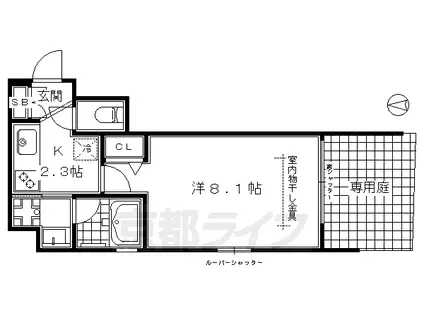 東海道本線 京都駅 徒歩4分 5階建 築10年(1K/1階)の間取り写真