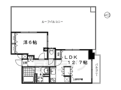 近鉄京都線 東寺駅 徒歩7分 7階建 築10年(1LDK/6階)の間取り写真