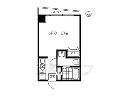京都市烏丸線 五条駅(京都市営) 徒歩4分 5階建 築39年(1K/3階)の間取り写真