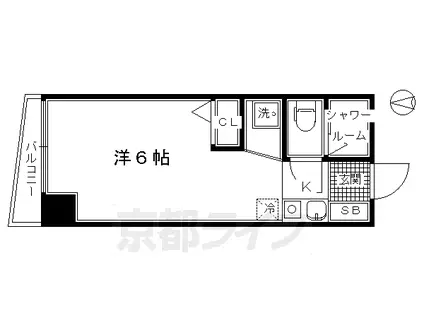 京都市烏丸線 五条駅(京都市営) 徒歩4分 5階建 築39年(1K/2階)の間取り写真