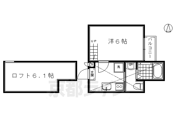 KYOTO HOUSE羅城門(1K/1階)の間取り写真