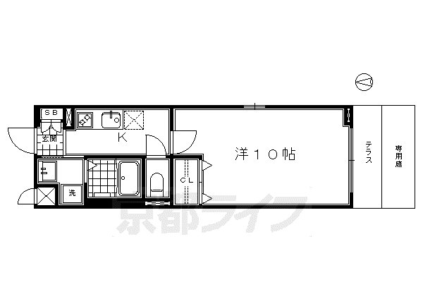京都市烏丸線 九条駅(京都) 徒歩7分 3階建 築11年(1K/1階)の間取り写真