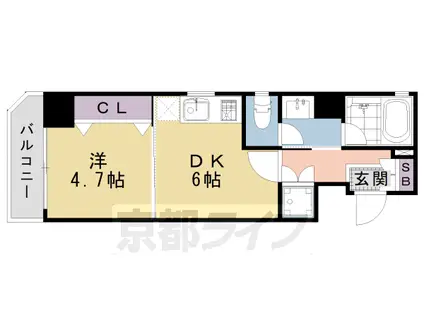 東海道本線 西大路駅 徒歩5分 7階建 築10年(1DK/2階)の間取り写真