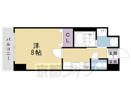 東海道本線 西大路駅 徒歩5分 7階建 築10年(1K/2階)の間取り写真