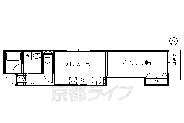 京都市烏丸線 五条駅(京都市営) 徒歩2分 4階建 築11年(1DK/4階)の間取り写真