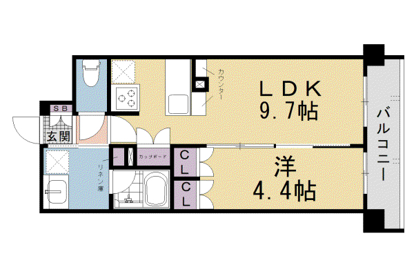 東海道本線 京都駅 徒歩5分 10階建 築11年(1LDK/10階)の間取り写真