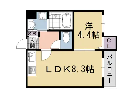 京都市烏丸線 五条駅(京都市営) 徒歩7分 4階建 築11年(1LDK/4階)の間取り写真