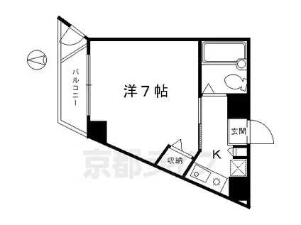 泉涌寺ビル(1K/4階)の間取り写真