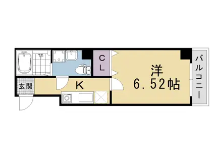 山陰本線 丹波口駅 徒歩10分 6階建 築10年(1K/3階)の間取り写真