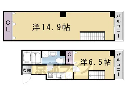 山陰本線 丹波口駅 徒歩10分 6階建 築10年(2K/5階)の間取り写真