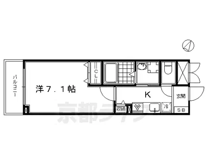 東海道本線 桂川駅(京都) 徒歩20分 5階建 築9年(1K/3階)の間取り写真