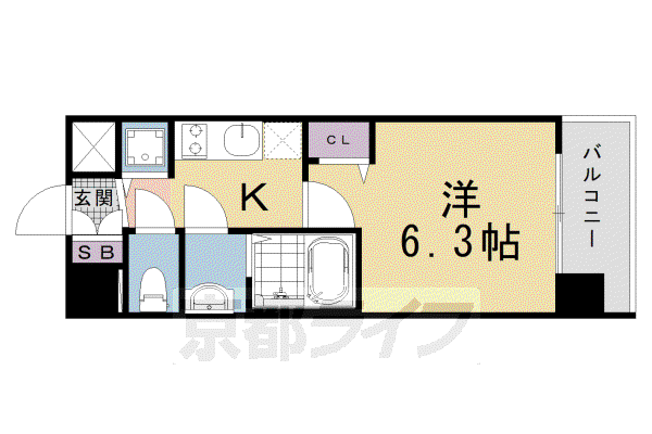 プレサンス京都鴨川(1K/5階)の間取り写真