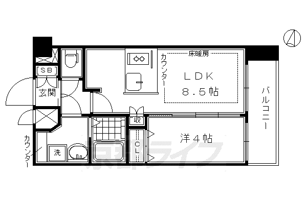 京都市烏丸線 九条駅(京都) 徒歩7分 7階建 築9年(1LDK/7階)の間取り写真