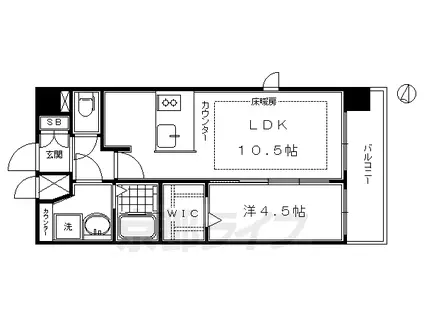 京都市烏丸線 九条駅(京都) 徒歩7分 7階建 築9年(1LDK/7階)の間取り写真