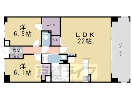 山陰本線 丹波口駅 徒歩10分 7階建 築9年(2LDK/4階)の間取り写真