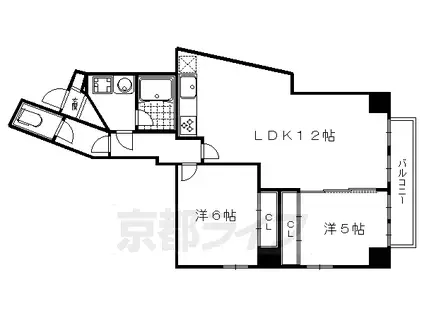 京阪電気鉄道鴨東線 出町柳駅 徒歩11分 5階建 築14年(2LDK/5階)の間取り写真