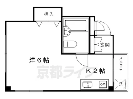 叡山電鉄 元田中駅 徒歩20分 3階建 築33年(1K/2階)の間取り写真