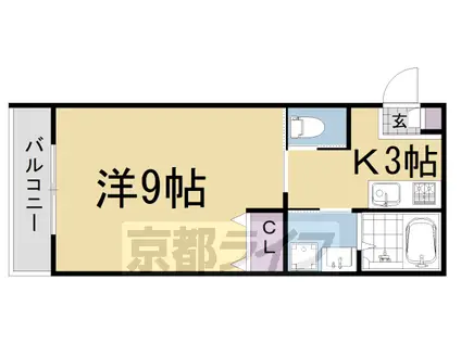京都市東西線 椥辻駅 徒歩9分 3階建 築4年(1K/3階)の間取り写真