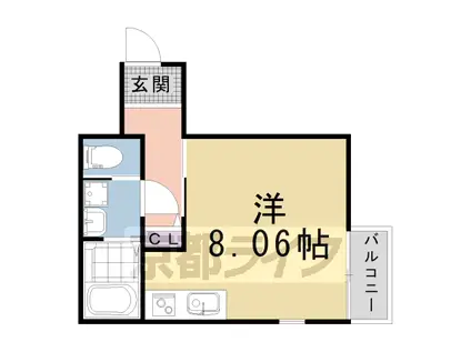 京阪電気鉄道鴨東線 出町柳駅 徒歩25分 3階建 築4年(ワンルーム/3階)の間取り写真