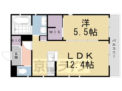 叡山電鉄 修学院駅 徒歩2分 2階建 築5年(1LDK/2階)の間取り写真