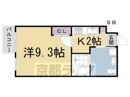 Fフラット北白川(1K/1階)の間取り写真