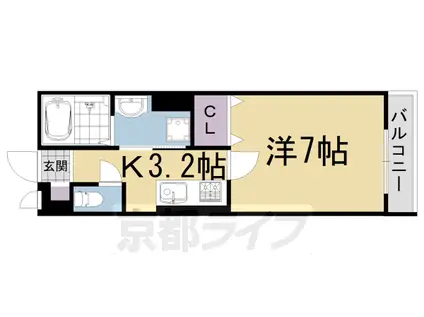 CRESCERE洛北(1K/2階)の間取り写真