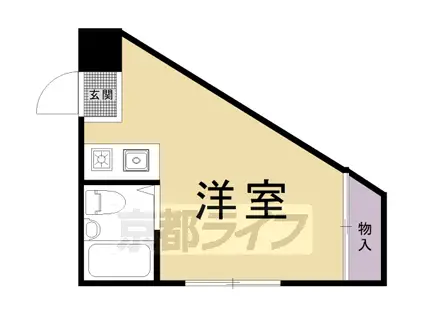 京阪電気鉄道鴨東線 出町柳駅 徒歩8分 3階建 築39年(ワンルーム/3階)の間取り写真