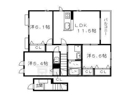 叡山電鉄 京都精華大前駅 徒歩10分 2階建 築14年(3LDK/2階)の間取り写真