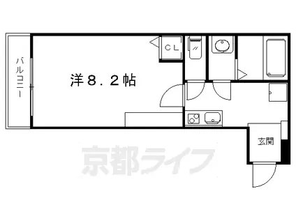 フラッティワレア(1K/2階)の間取り写真