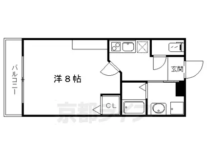フラッティワレア(1K/2階)の間取り写真