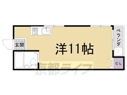 叡山電鉄 元田中駅 徒歩19分 3階建 築31年(ワンルーム/3階)の間取り写真