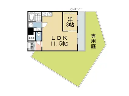 百万遍ハイツ(1LDK/1階)の間取り写真