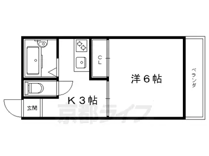 クゥアトル(1K/1階)の間取り写真