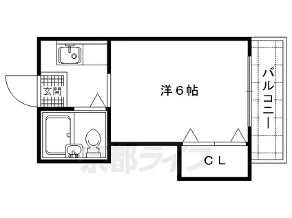 京都市烏丸線 北大路駅 徒歩18分 2階建 築42年(1K/2階)の間取り写真