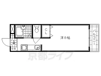 京都市烏丸線 北山駅(京都) 徒歩23分 4階建 築39年(1K/2階)の間取り写真