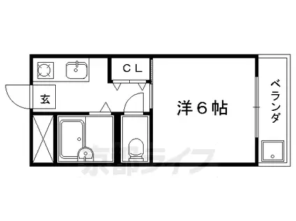 京都市烏丸線 北大路駅 徒歩12分 3階建 築39年(1K/3階)の間取り写真