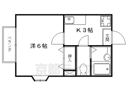 京阪電気鉄道鴨東線 神宮丸太町駅 徒歩20分 2階建 築32年(1K/1階)の間取り写真