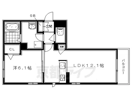 グリナージュ一乗寺A棟(1LDK/2階)の間取り写真