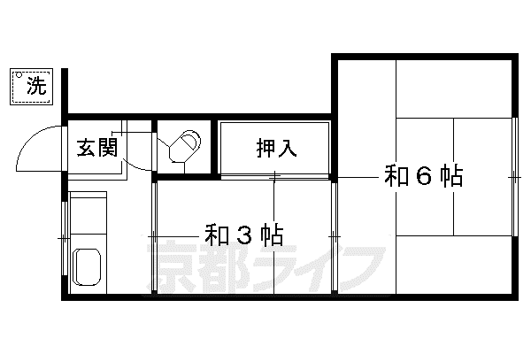 叡山電鉄 元田中駅 徒歩20分 4階建 築61年(2K/3階)の間取り写真