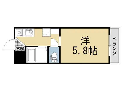 叡山電鉄 二軒茶屋駅(京都) 徒歩9分 4階建 築40年(1K/4階)の間取り写真