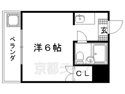 京都市烏丸線 北山駅(京都) 徒歩20分 3階建 築37年(1K/2階)の間取り写真