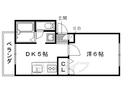 京都市烏丸線 北大路駅 徒歩30分 2階建 築27年(1DK/2階)の間取り写真