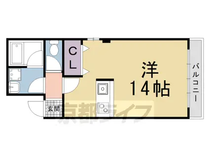 京都市烏丸線 北大路駅 徒歩23分 3階建 築43年(ワンルーム/2階)の間取り写真