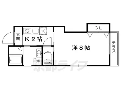 京都市烏丸線 北大路駅 徒歩9分 2階建 築22年(1K/1階)の間取り写真