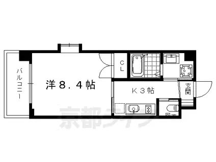京都市烏丸線 北大路駅 徒歩23分 4階建 築12年(1K/4階)の間取り写真