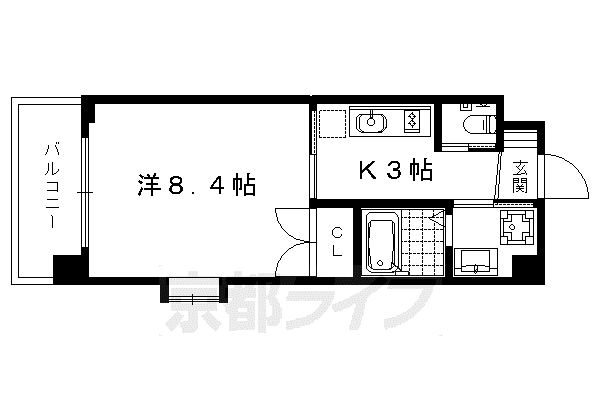 京都市烏丸線 北大路駅 徒歩23分 4階建 築13年(1K/2階)の間取り写真