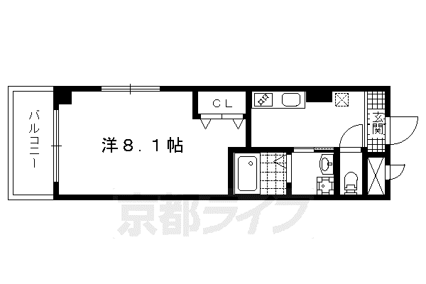 京都市烏丸線 北大路駅 徒歩4分 5階建 築13年(1K/3階)の間取り写真